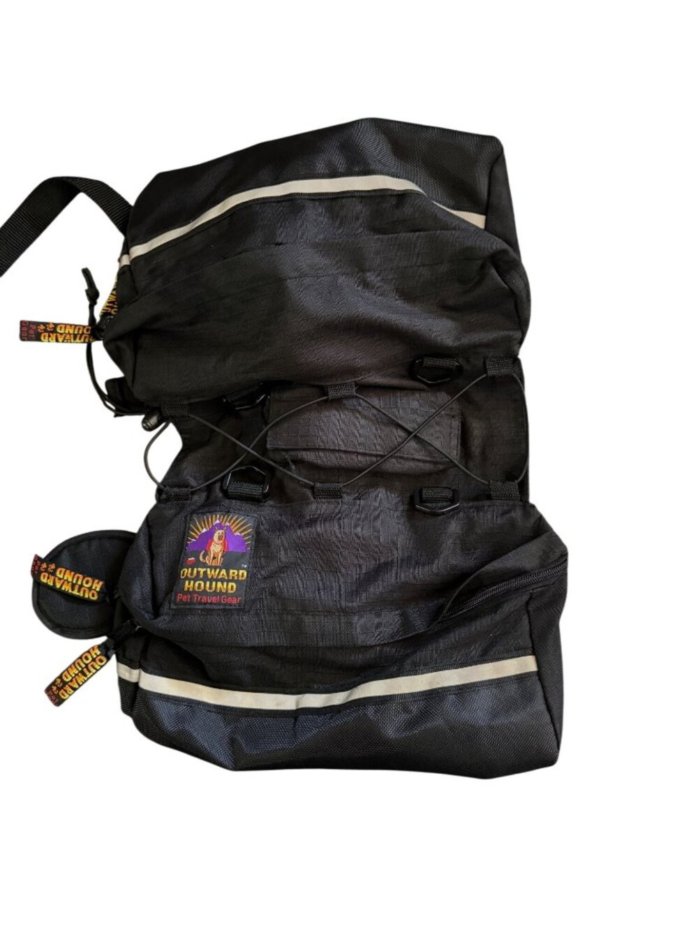Outward Hound Black Dog Backpack Saddlebag With Reflective Straps Adjustable Pet